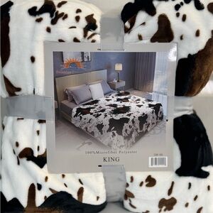 New king size Flannel blanket,double sides,Cow print,Soft and Cozy